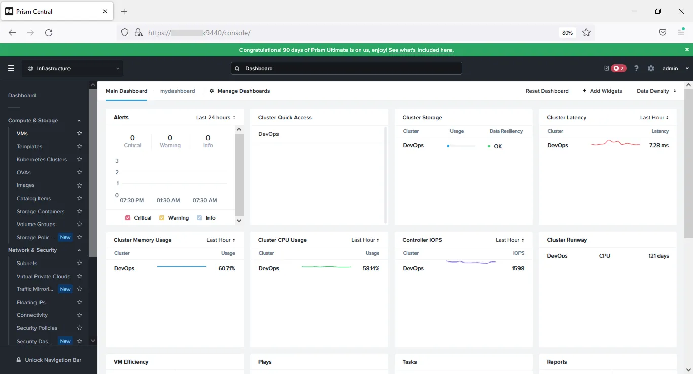 Dashboard Nutanix