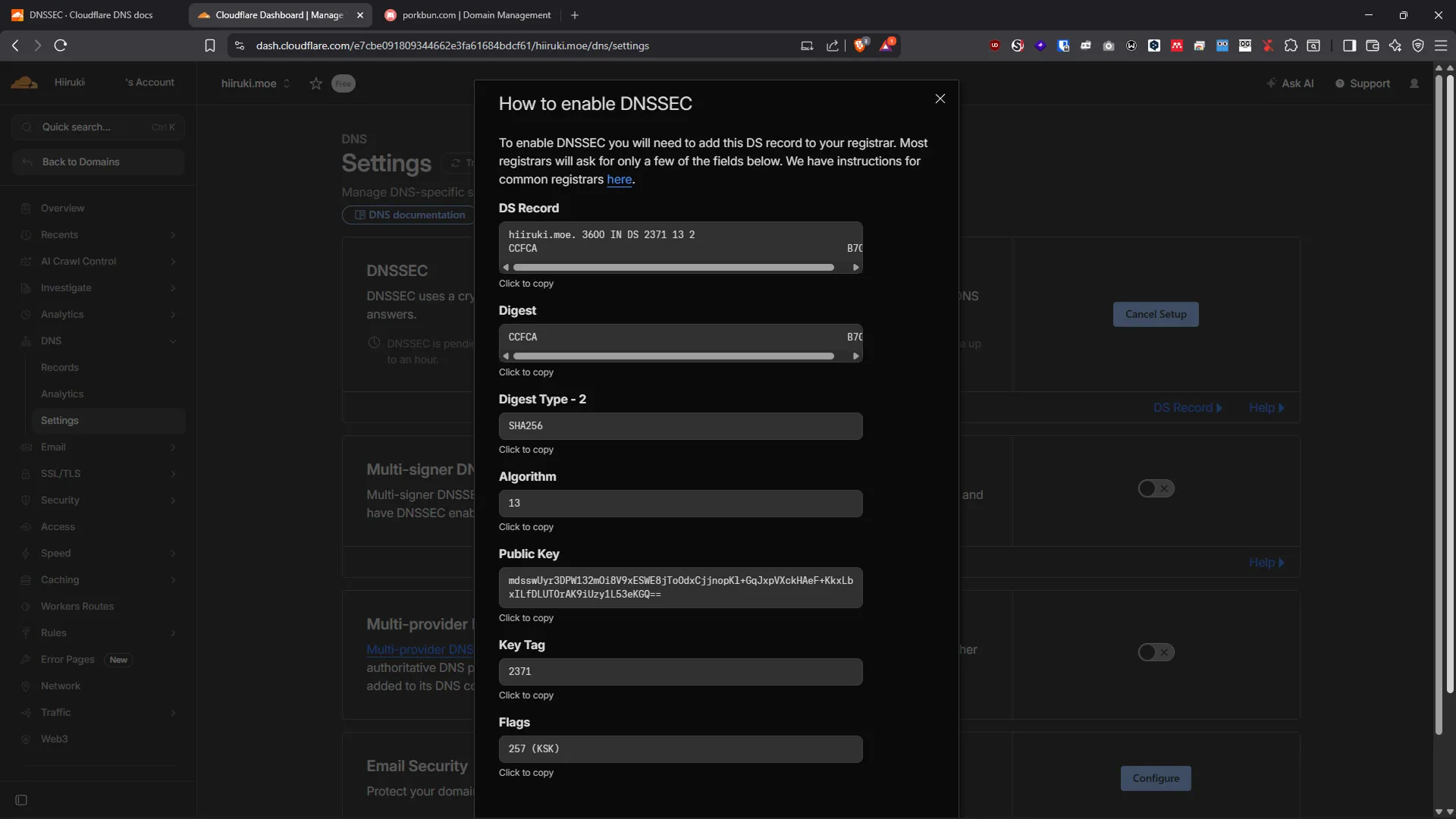 Cloudflare DS Records