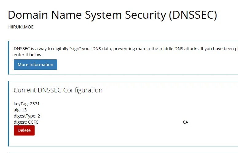 Porkbun DNSSEC Settings