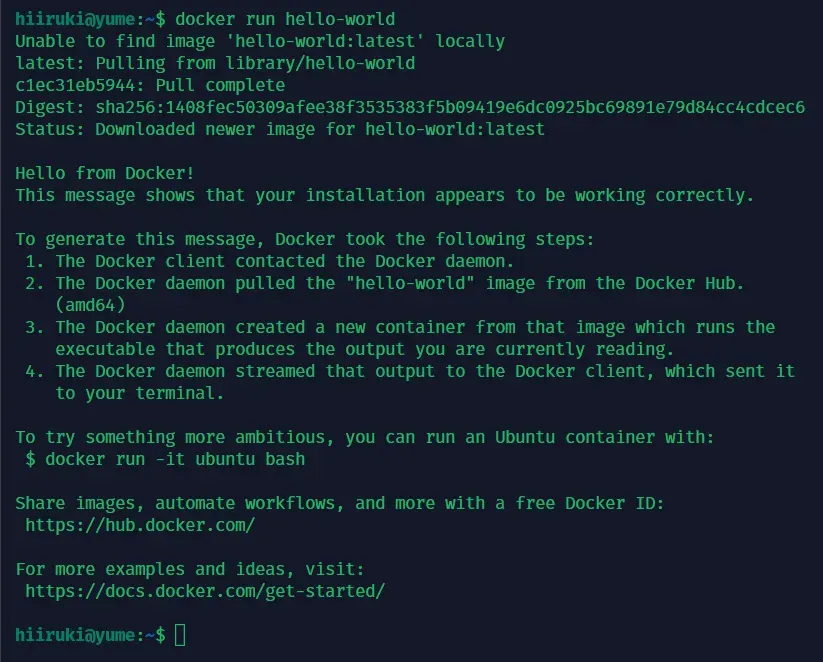 docker run hello-world